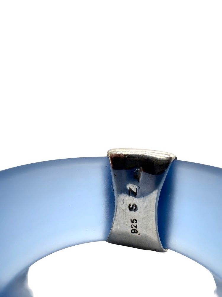 925 Silver Ring With Stretch Band Blue Str Etchy ° Large 57 0.1oz3