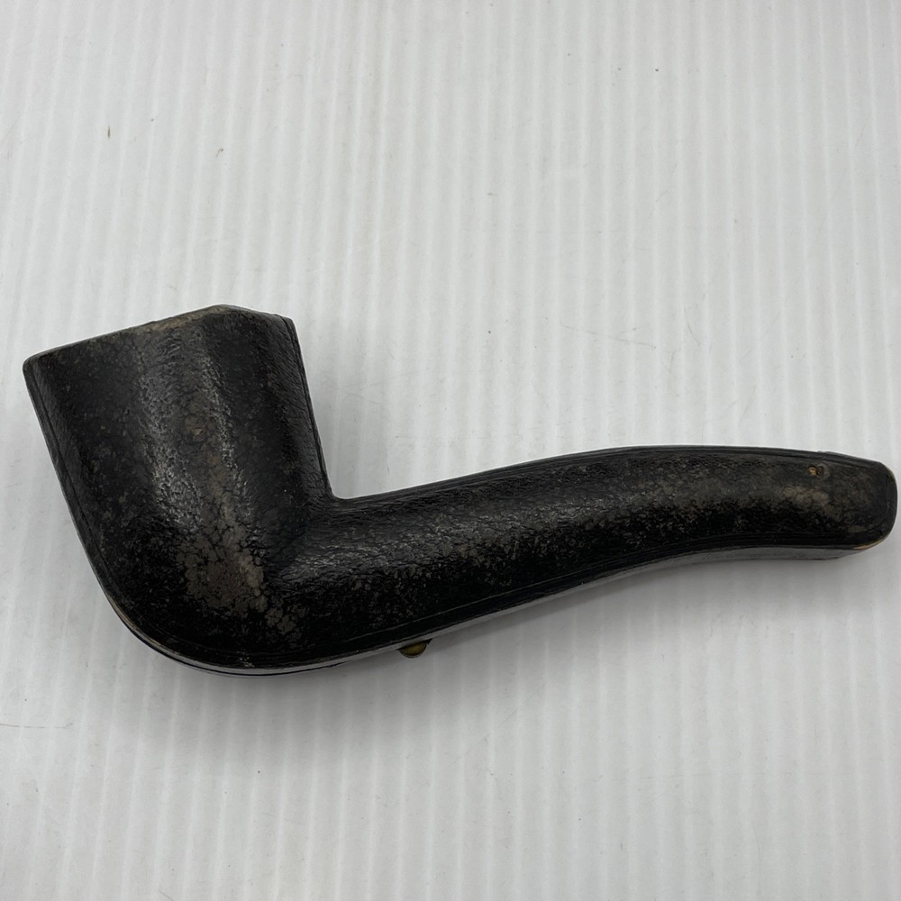 Bakelite Pipe Gold Trim Bent Amber Stem Pipe Damaged With Case