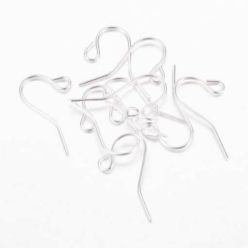 100 pcs Silver Plated Earring Hooks with Loop Hole – 17mm x 12mm Hole Size: 2mm