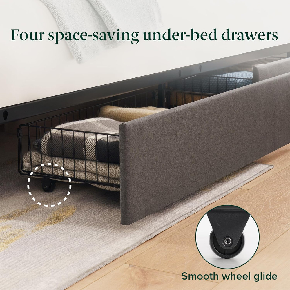 Billie Full Platform Bed Frame with Storage Drawers & Adjustable Headboard