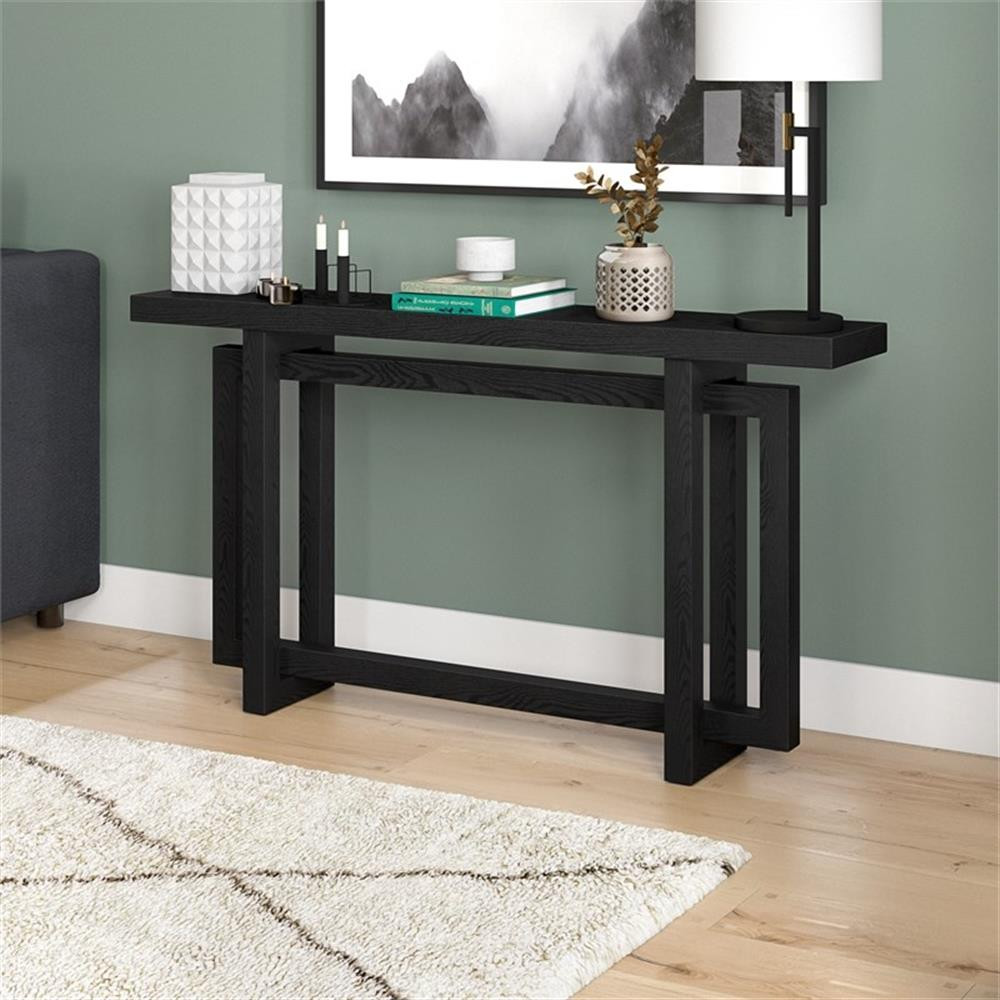 Henn&Hart 55" Black Grain MDF Console Table
