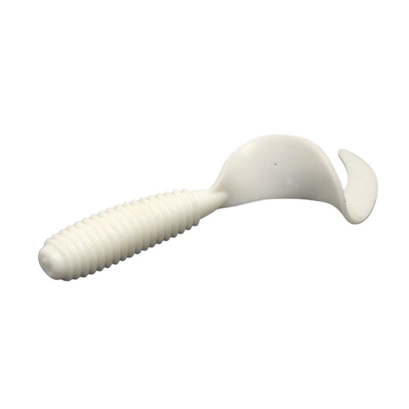 White 2 inch 100 Pack, Curl Tail Grubs