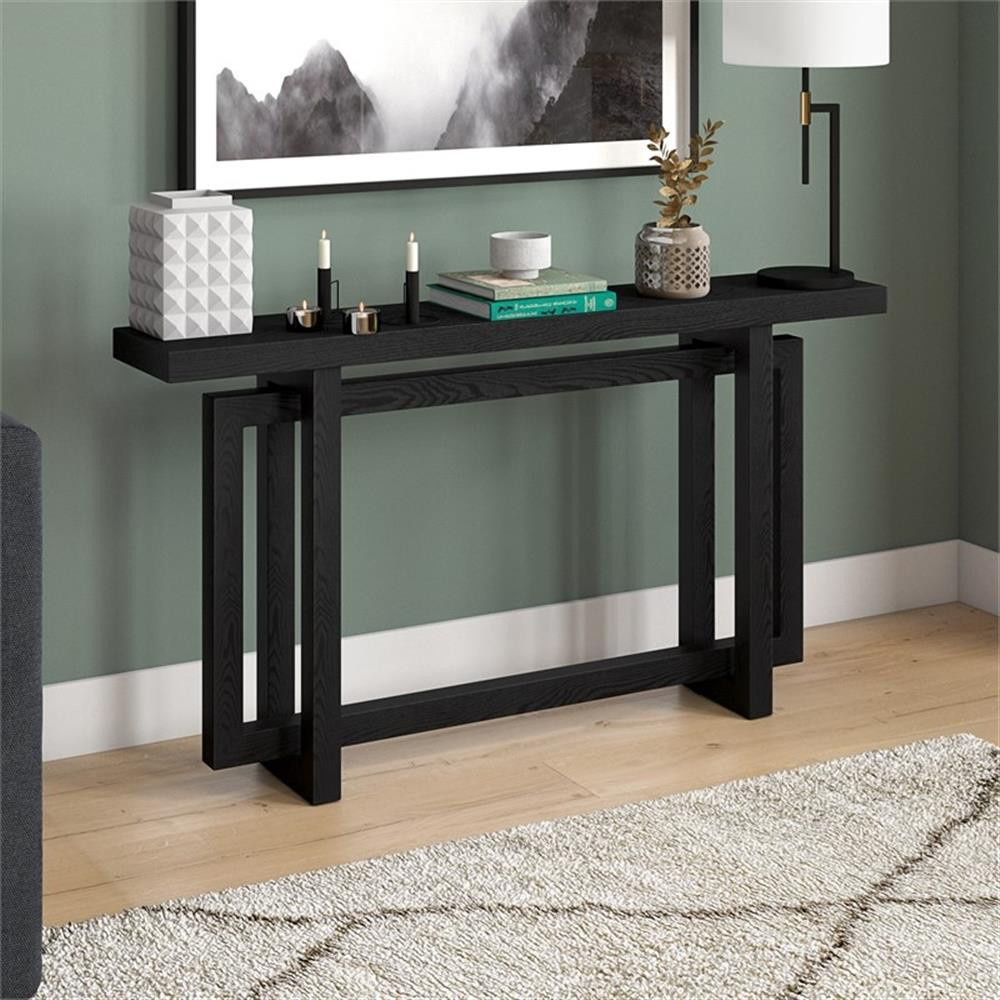 Henn&Hart 55" Black Grain MDF Console Table