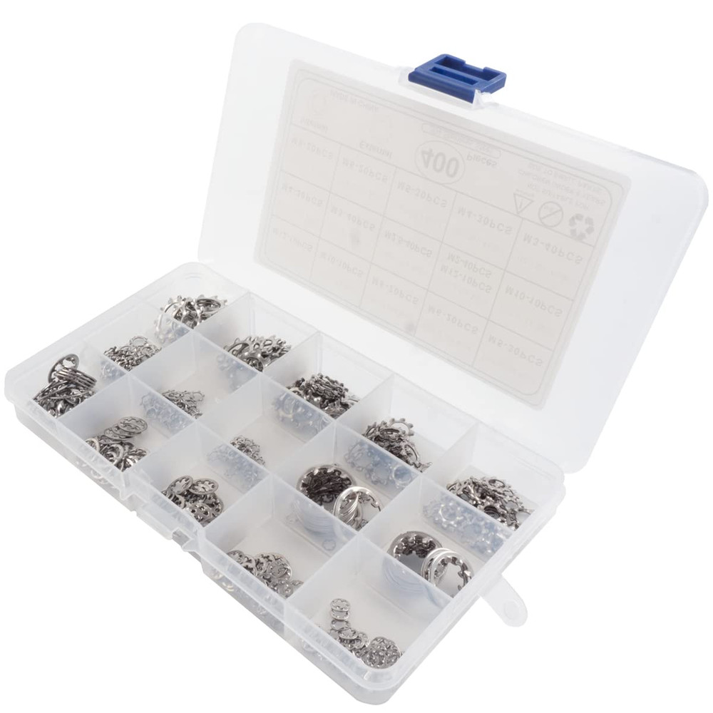 400 Pcs External Internal Tooth Star Lock Washers Assortment Kit, 304 Stainless