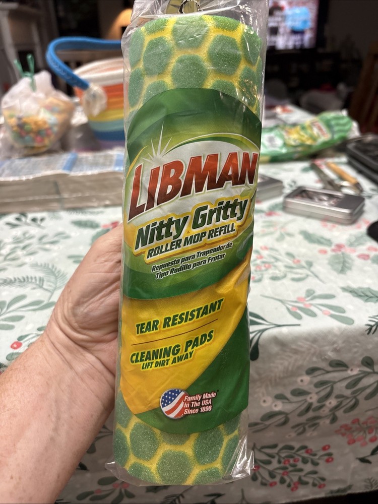 Libman Nitty Gritty Roller Mop Refill Tear Resistant #02011 Green Hexagons
