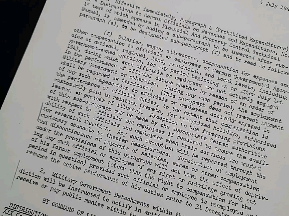 1945 Germany WWII US Army War Military Restricted Document Prohibited Purchases
