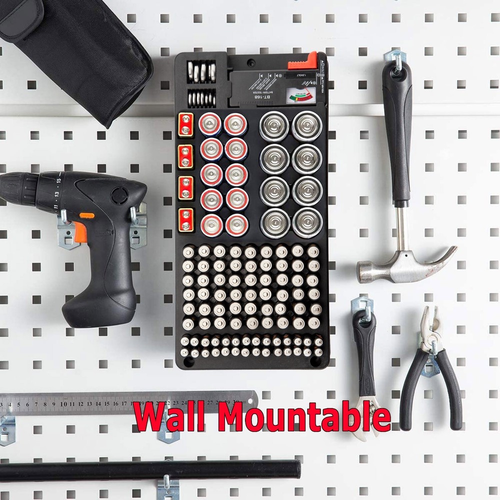 Battery Storage Organizer Case with Removable Tester for AAA AA 9V C D Batteries