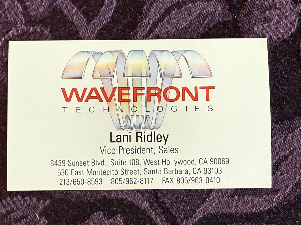 Rare Wavefront (Alias/Maya)Technologies Computer Graphic  One Business Card 1987