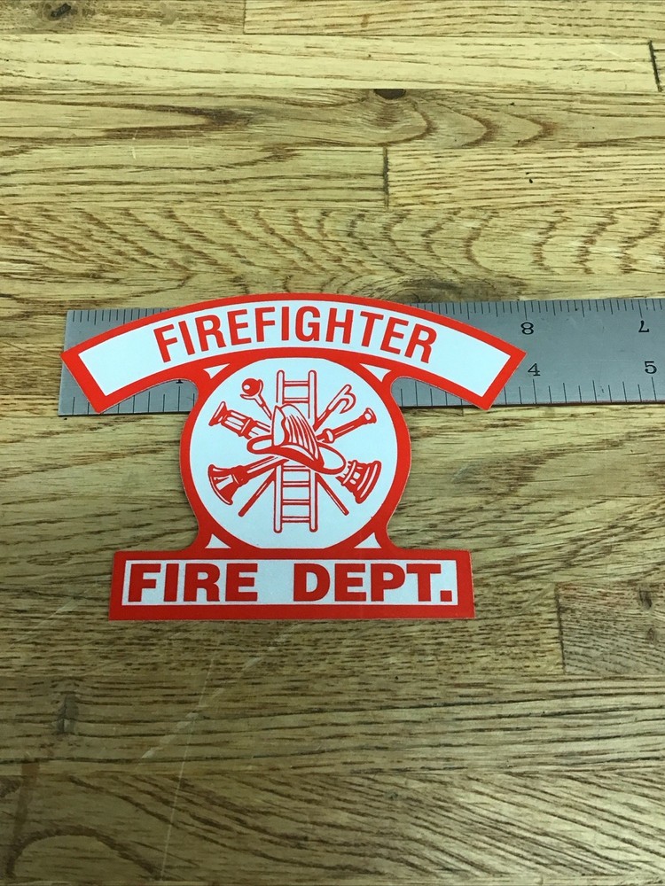 Firefighter Fire Dept. Silver / Red Helmet Shield Decal B-7