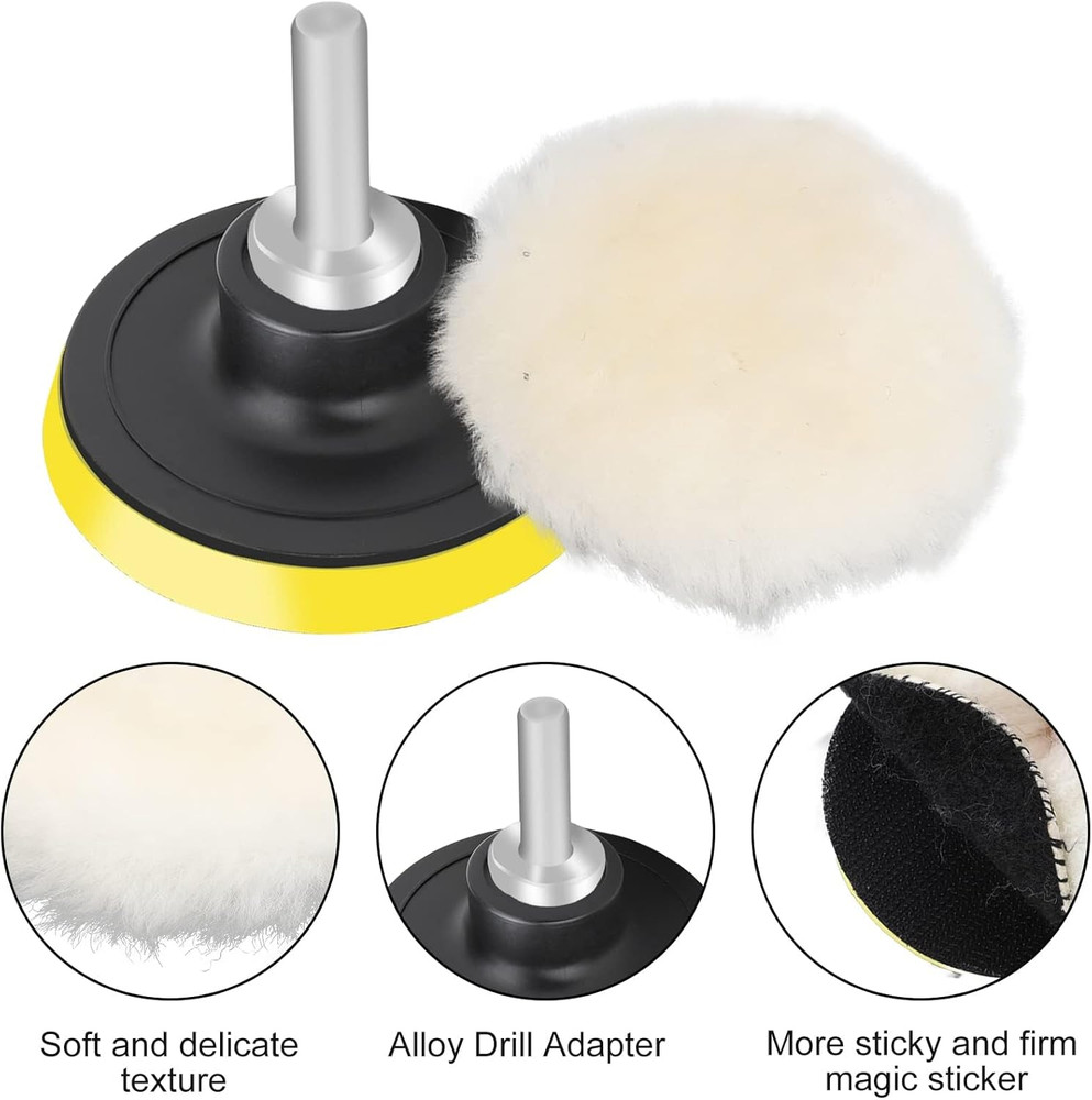 Linkstyle 7PCS 3In Wool Polishing Buffing Pad, with Hook and Loop Back, for Dril