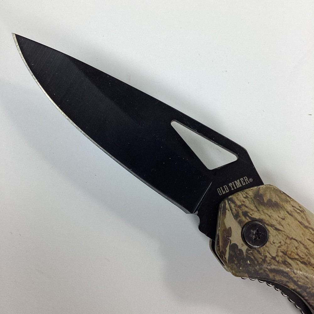 Old Timer Folding Pocket Knife Orange Treebark Camo