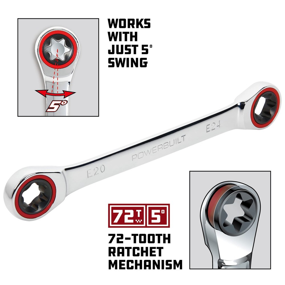 E20 E24 E Torx Wrench Dual Box End Precision Ratchet for Tight Spaces Durable...