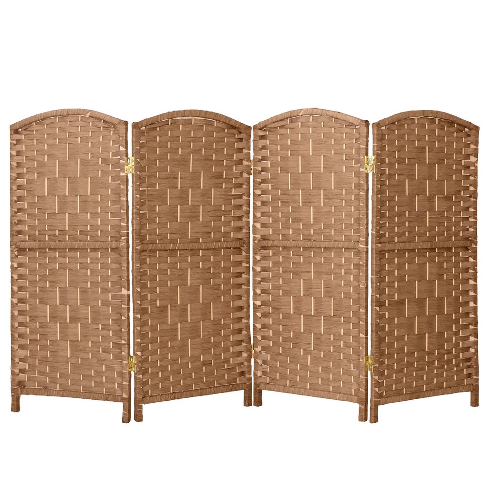 3 ft. Short Diamond Weave Fiber Folding Screen - Natural - 4 Panel