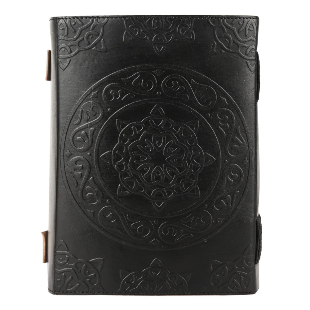 1000 White Pages Black Pentagram Embossed Journal - Handmade Grimoire Notebook
