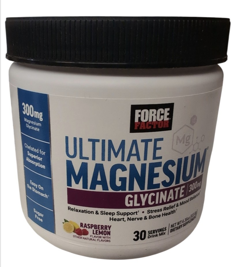 Force Factor Ultimate Magnesium Glycinate 300mg 30 Ser. Raspberry Lemon Exp 1/28