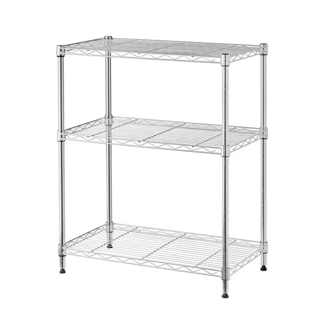 3 Tier Wire Shelf Unit, Chrome, 750 lb Capacity