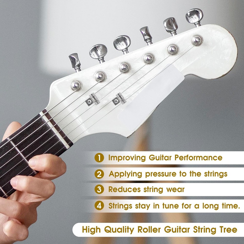 Guitar Roller String Retainers, 4 Pcs String Trees for Electric Guitar, Metal...