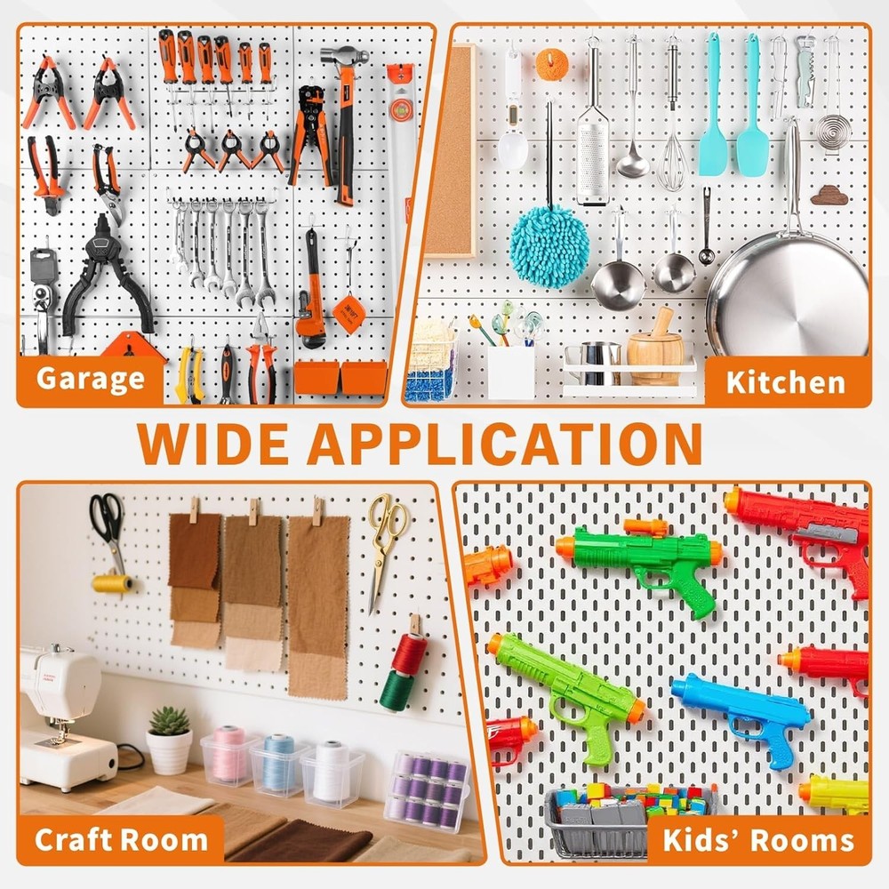 Heavy-Duty Pegboard Hooks & Bins - Garage Workshop Organizer