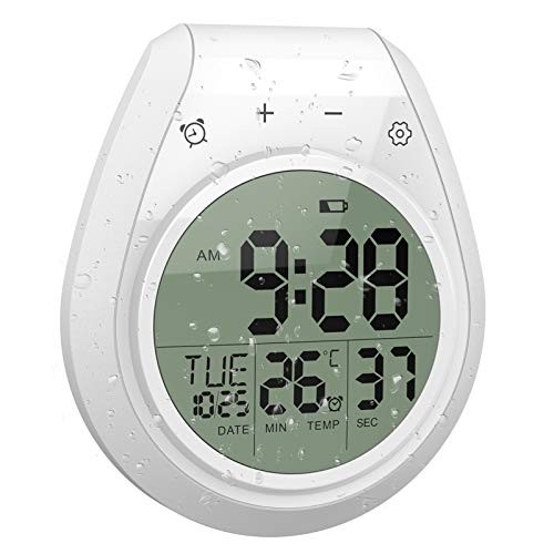 Shower Timer Clock Waterproof, Digital Bathroom Kitchen Wall Clock with LCD