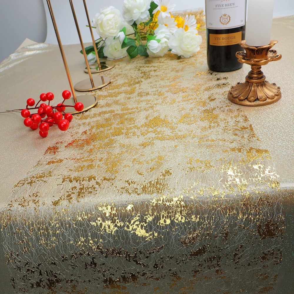 11"x108" GOLD Metallic Thin Mesh Polyester TABLE RUNNER Linens Party Events