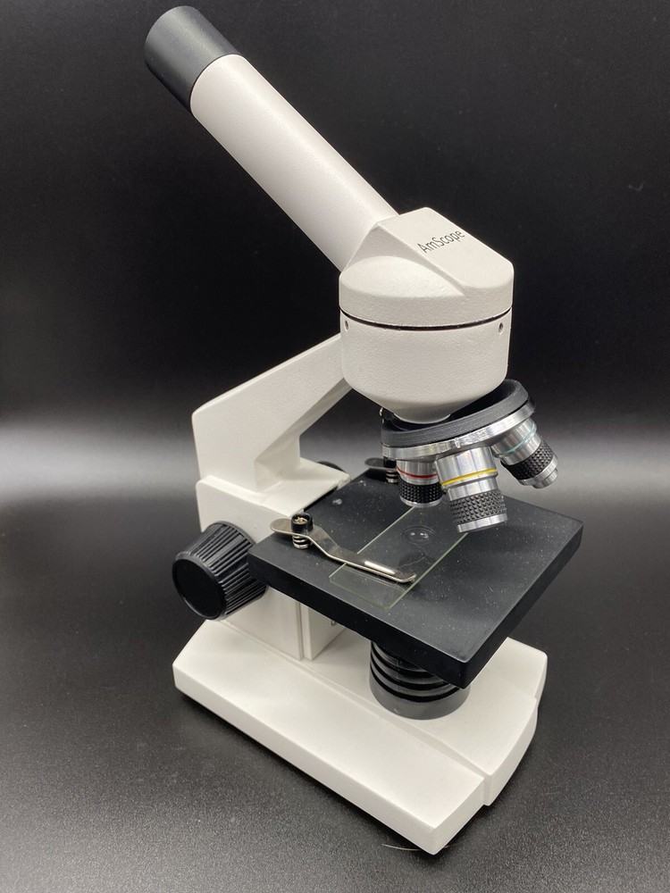AmScope Microscope With WF10X Eyepiece Tested -WORKS- 3 Zooms