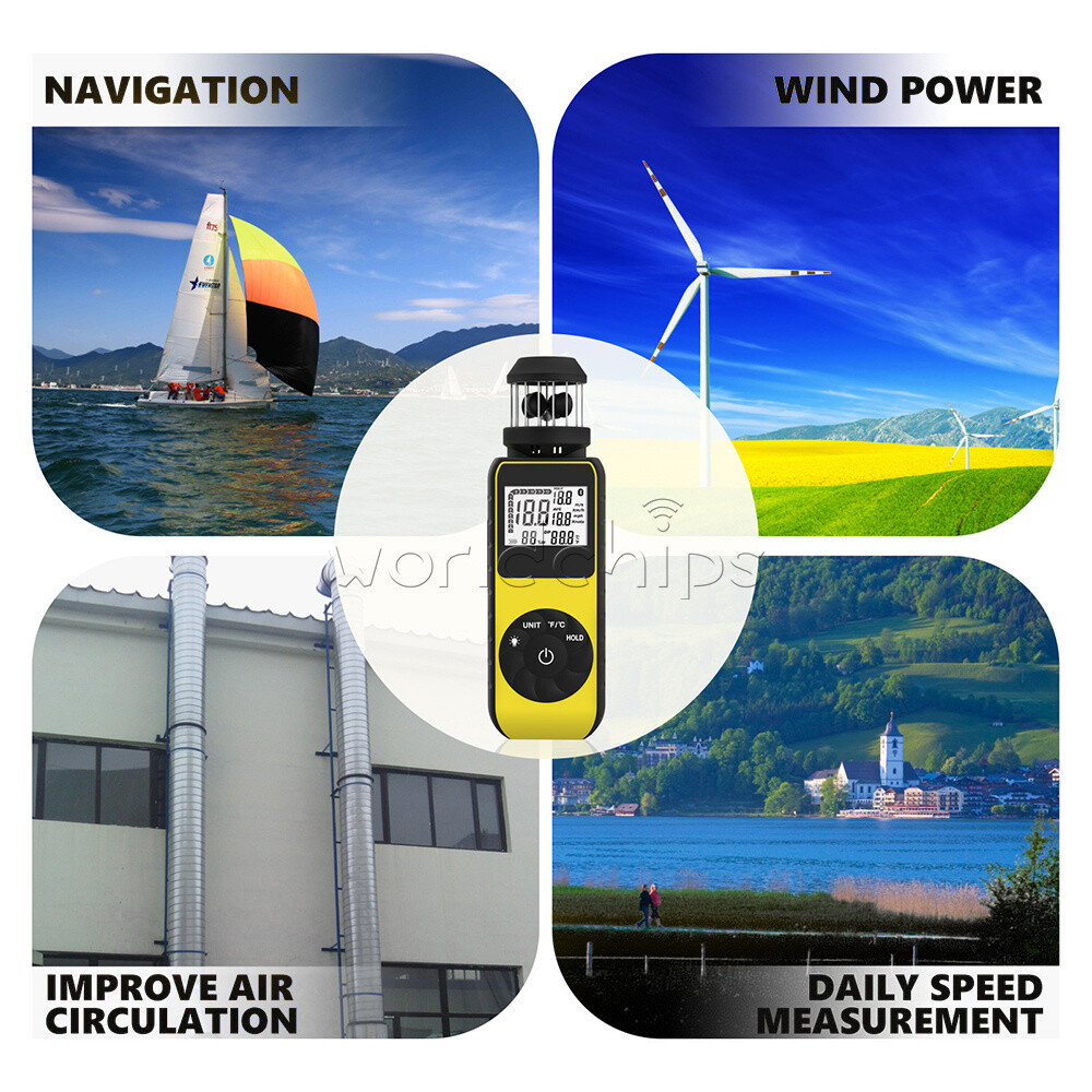 Digital Cup Anemometer Compass Measure Wind Temperature 360°Rotating + Backlight