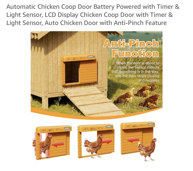 Automatic Chicken Coop Door Battery Power with Timer & Light Sensor, LCD Display