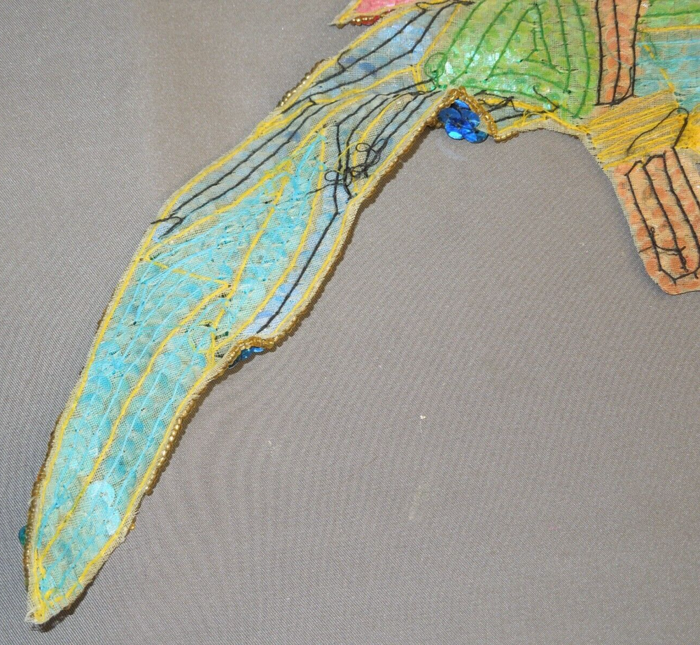 1990's Sequin Parrot sew on Patch NEW 13" X 7"