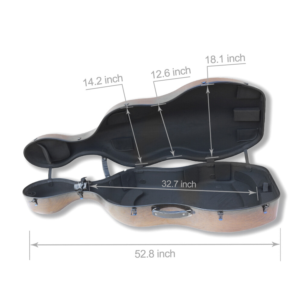 Cello Case 4/4 Size Carbon Fiber with Wheels Embedded Handle Provide Protection
