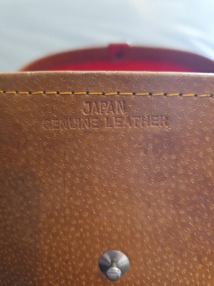 Vintage Brown Leather Binocular Case, Red Lining With Binoculars