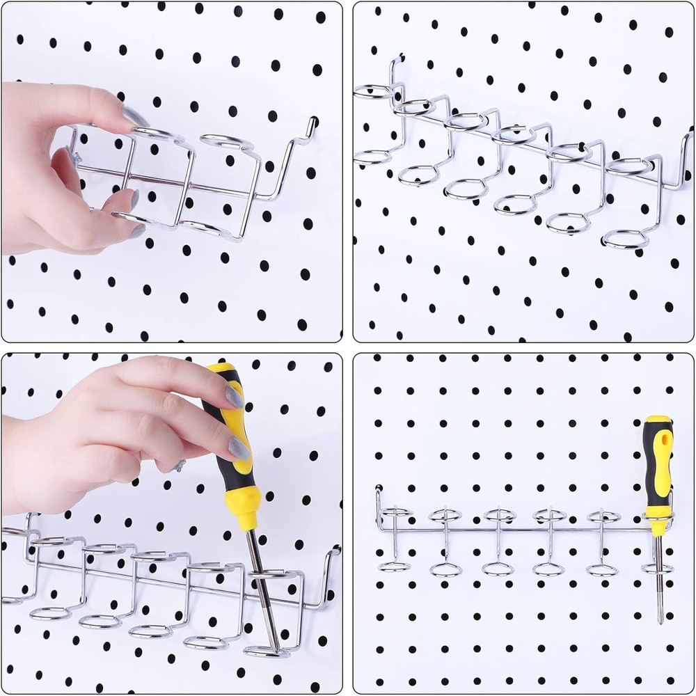 4Pcs Pegboard Screwdriver Holder Peg Board Organizer Accessories Multi Ring Tool