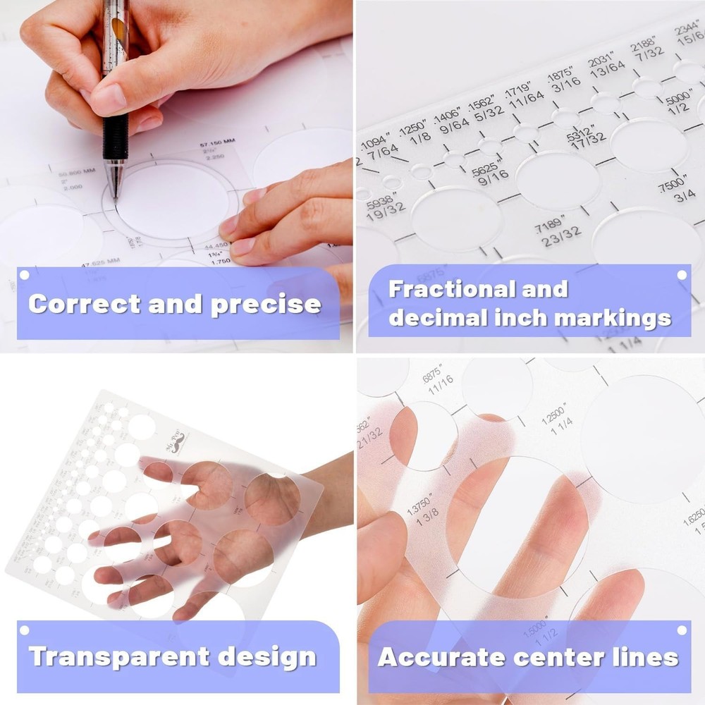 Quality Plastic Circle Templates - Ideal for Drafting with Integrated Ruler