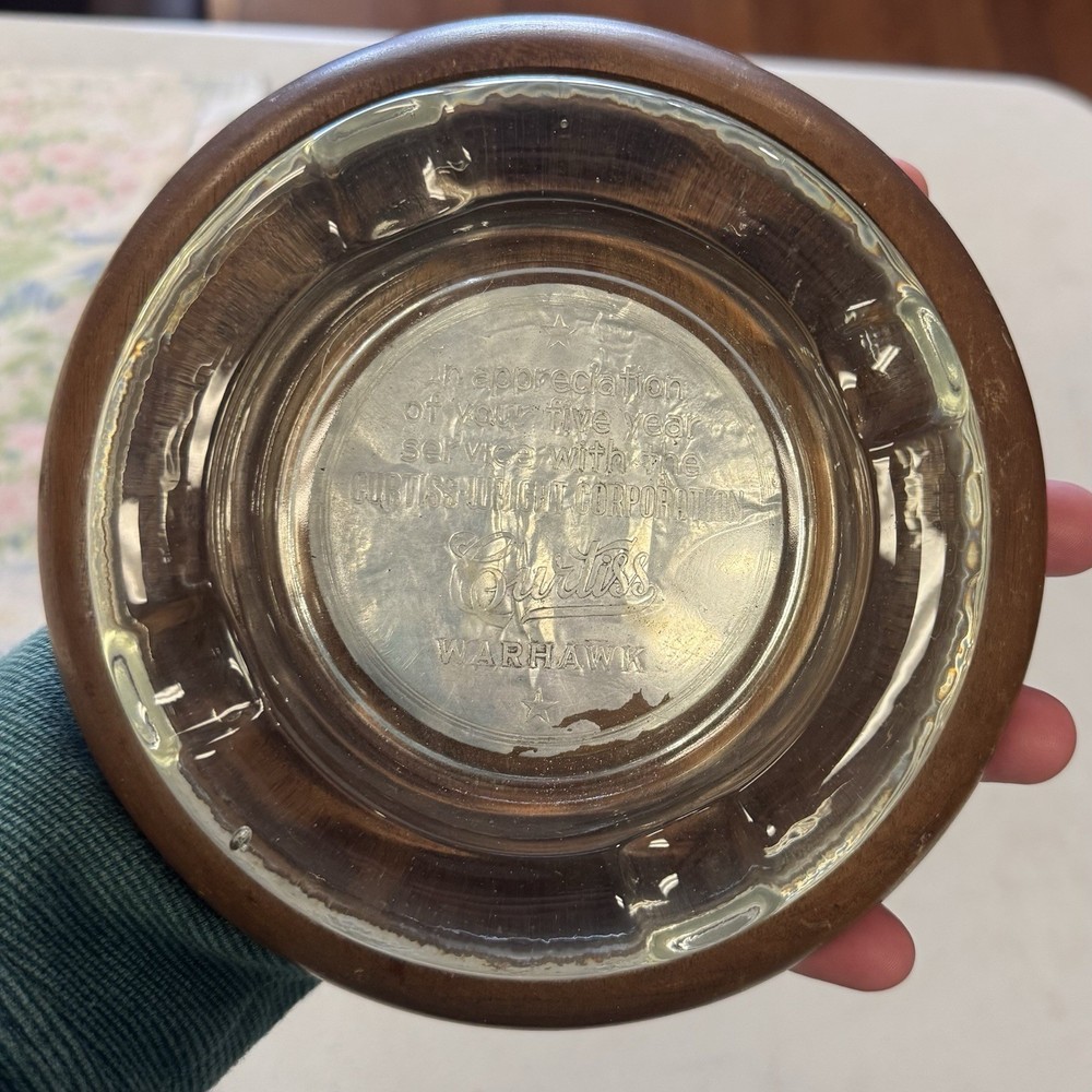 1930s Curtiss Wright Aviation Warhawk Ashtray 7"