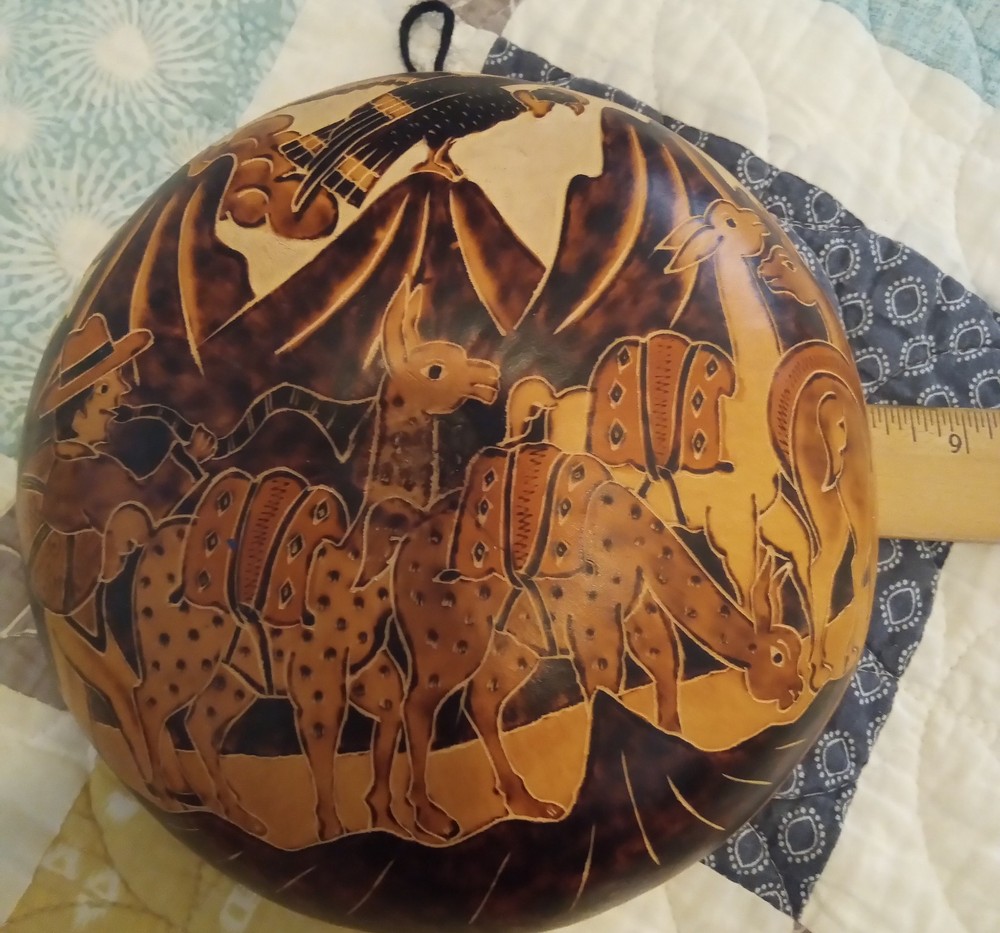 Peruvian Hand Carved Gourd