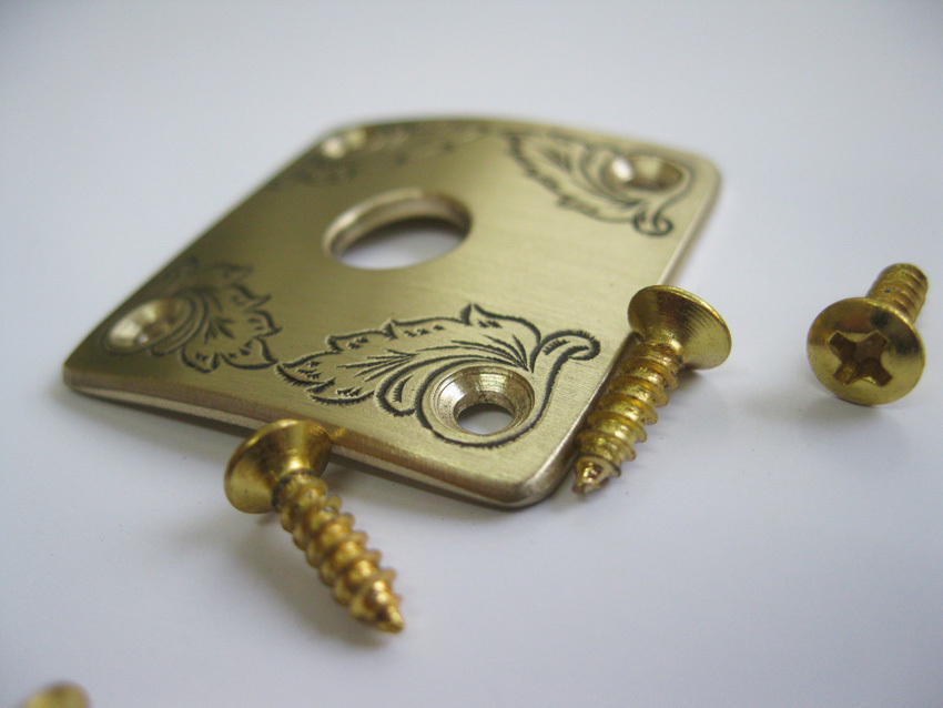 Classical leaf pattern handmade brass jack plate fits Gibson ESP LP guitars