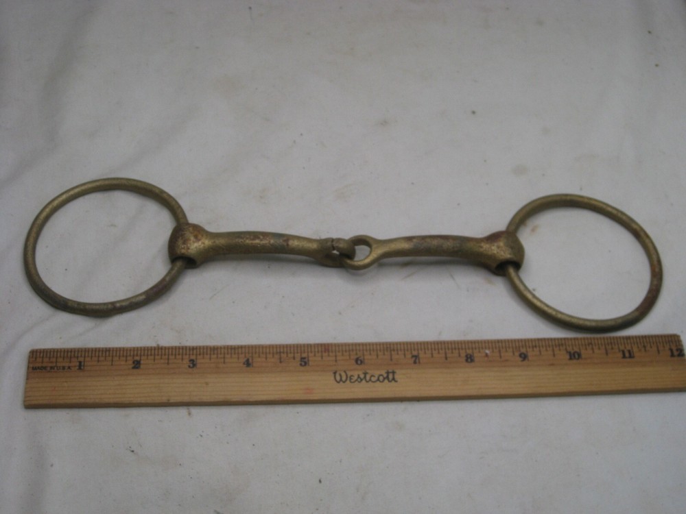 vintage horse harness snaffle bit double ring leader part