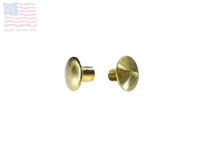 3/16" 4.7mm Chicago Screw & Post w/ Solid Head, Brass, Leather , Bridle , 5 Sets