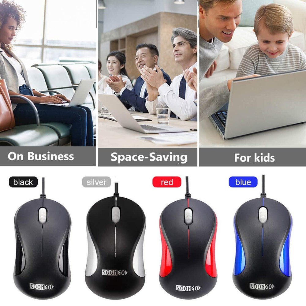USB Mouse 2 Pack Computer Mouse Ergonomic Optical Wired Mice for Office and H...