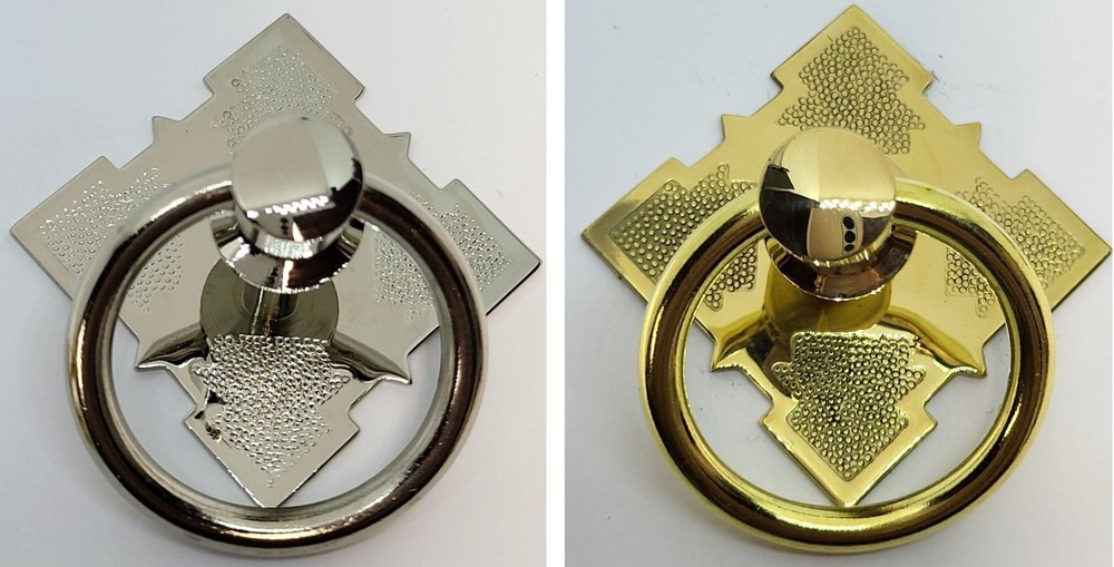 Eastlake Victorian Style Solid Brass & Nickel SINGLE POST RING PULL handle bail