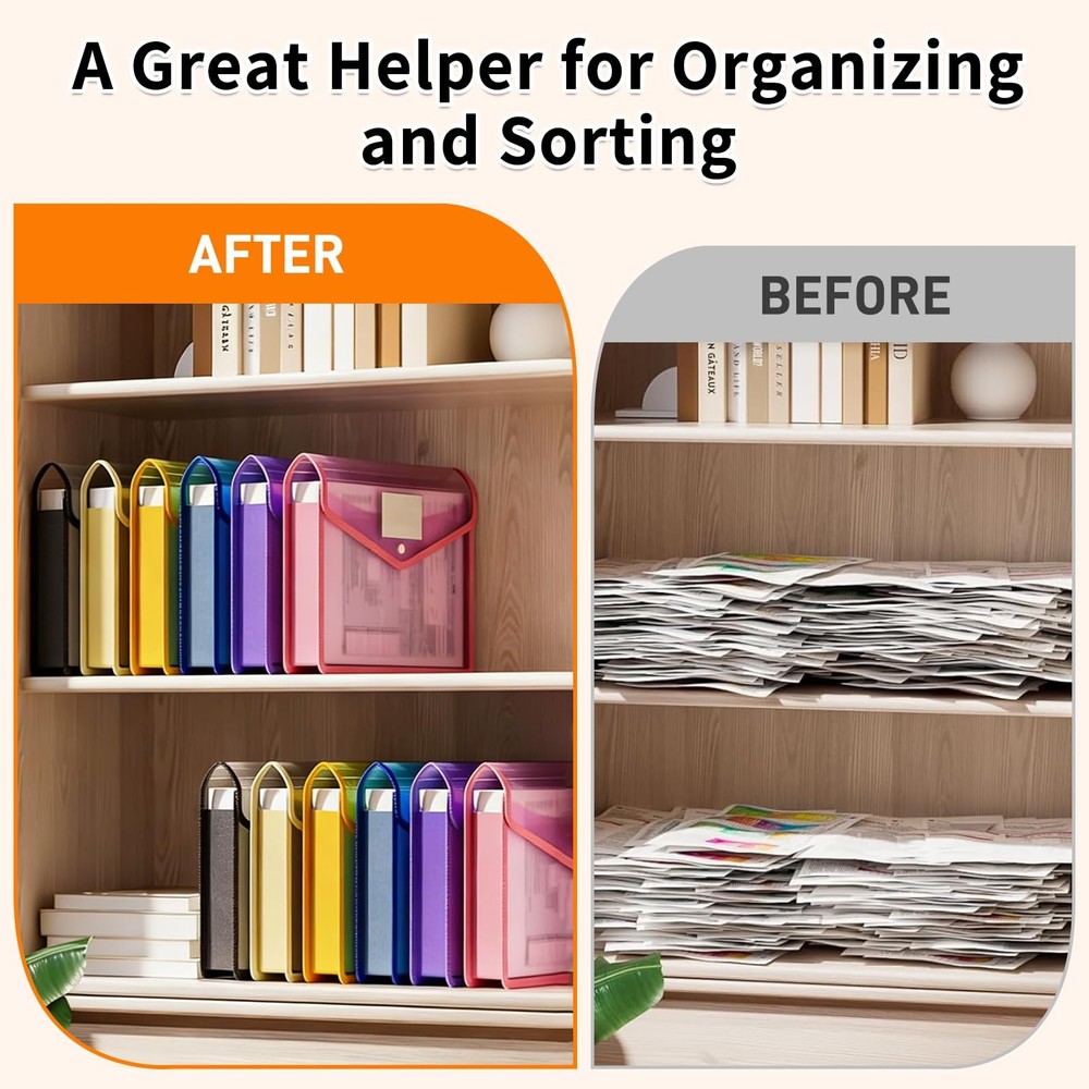 10 Pack Plastic Expanding File Folder, Transparent Folders for Documents with...