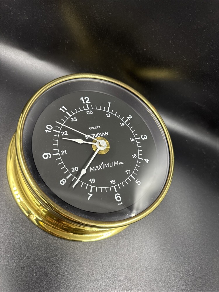 Maximum Inc meridian Time  Clock- Brass. Not Working