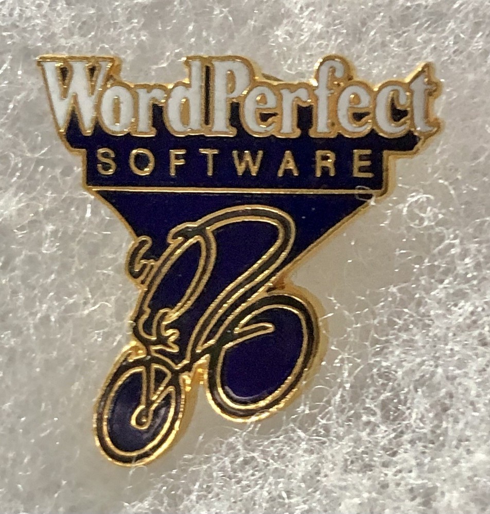 Vintage WordPerfect Software Lapel Pin Computer Tech Advertising IT