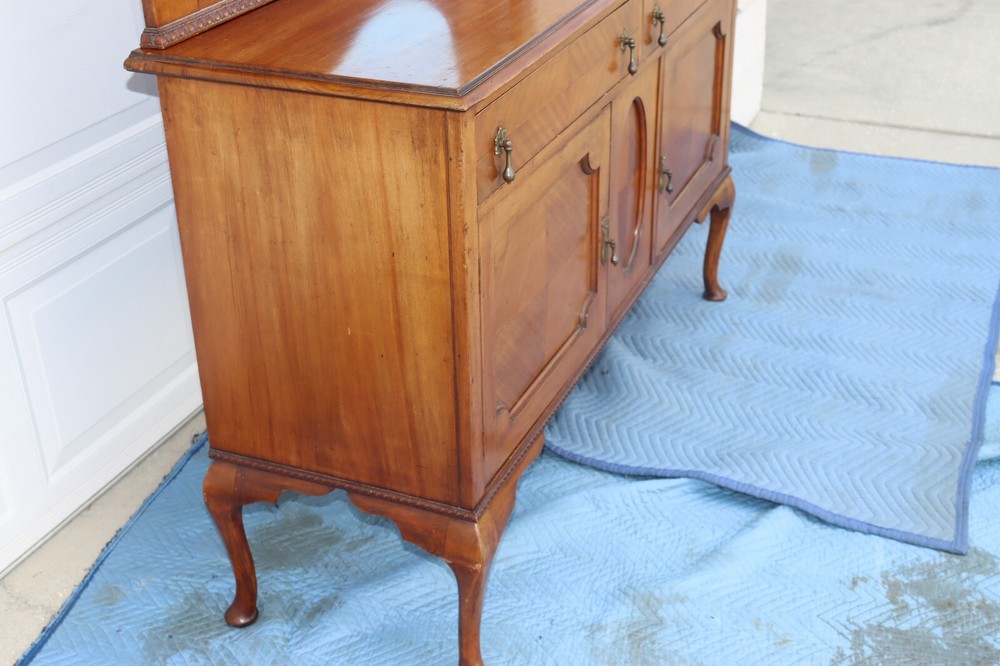 Antique Oak Sideboard Buffet / Server with beveled mirror