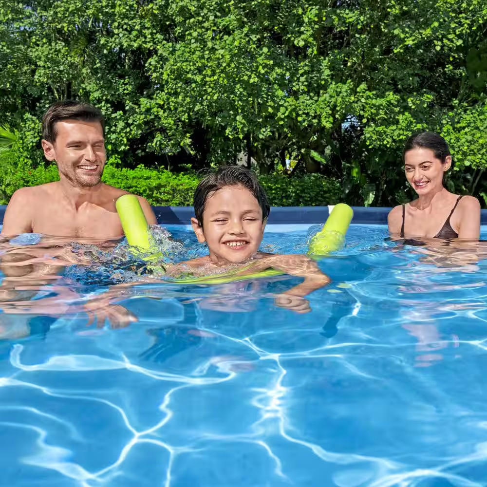 9.8x6.6 Ft Metal Frame Above Ground Pool Set 26" Deep Rectangular Backyard Fun