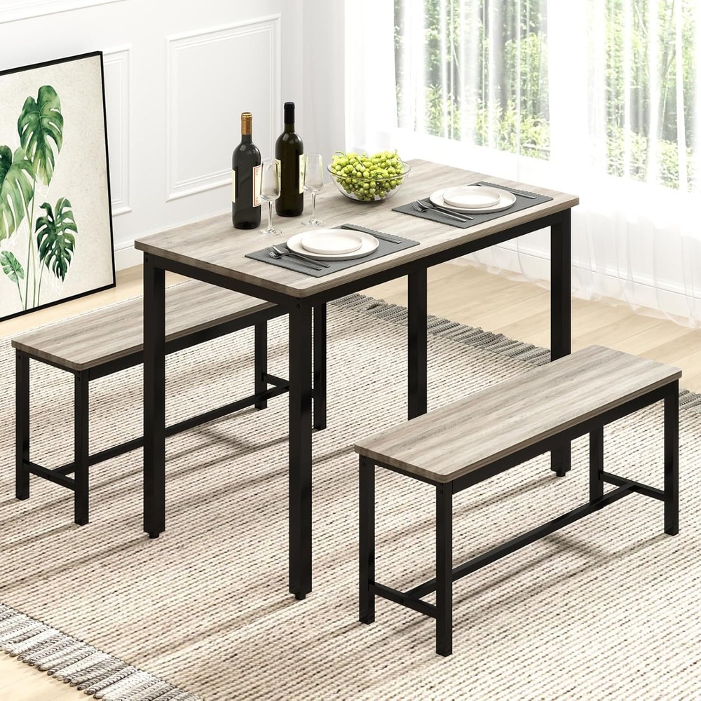 43" Dining Room Table Chairs Set 4 Modern Space Saving Kitchen Table W/ 2