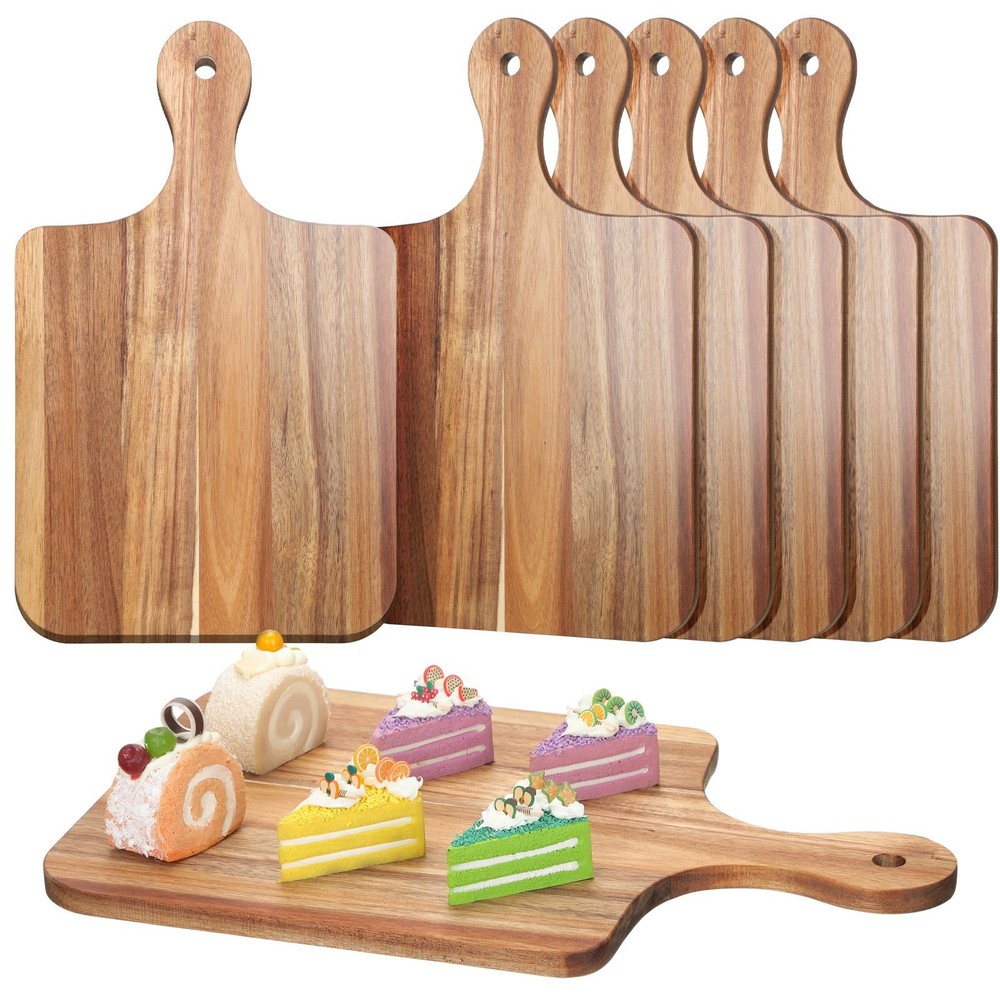 6 Pcs Cutting Board Bulk Kitchen Thicken Chopping Platter with Handles Wooden...