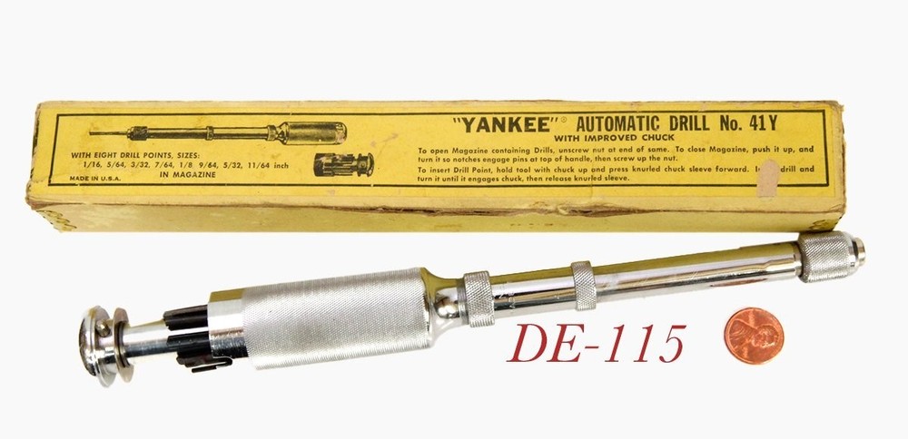 very clean STANLEY 41 Y Push Carpenter drill w box and bits