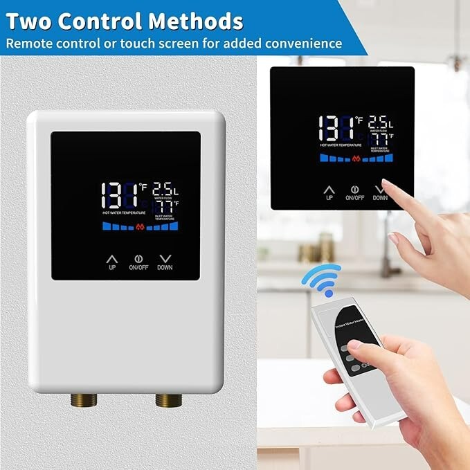Tankless Water Heater Electric, 5500W 110V Instant Hot Water Heater with Remote