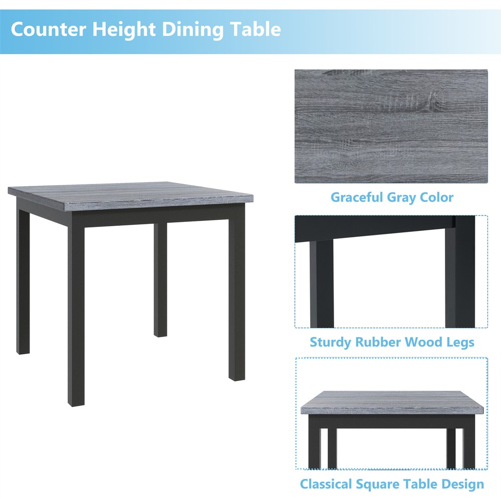 5 Piece Dining Table Set Square Table & 4 Chairs Kitchen Breakfast Furniture