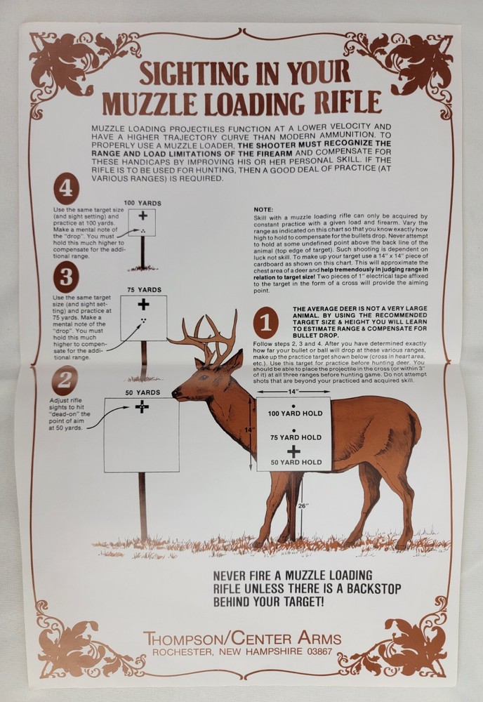 Original Thompson Center Arms Muzzle Loader Sighting In Poster